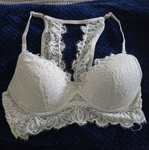 PINK Victoria's Secret Cream Lace Push-Up Bra